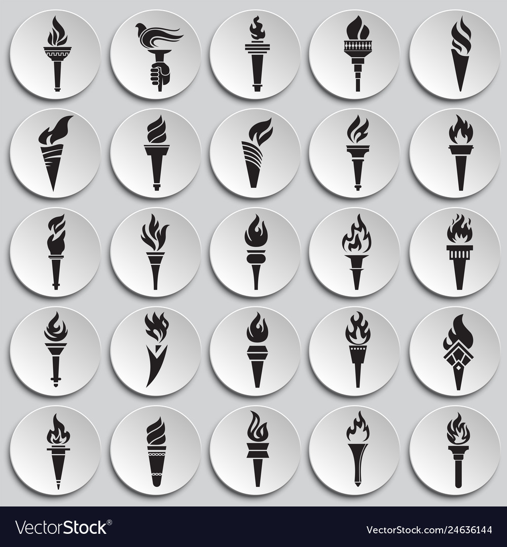 Torch icons set on plates background for graphic vector image Torch icons set on plates background for graphic