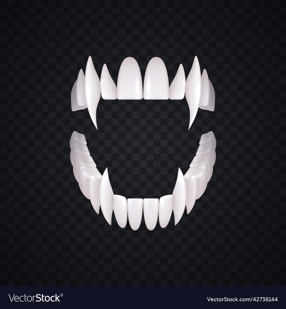 Vampire teeth realistic composition Royalty Free Vector