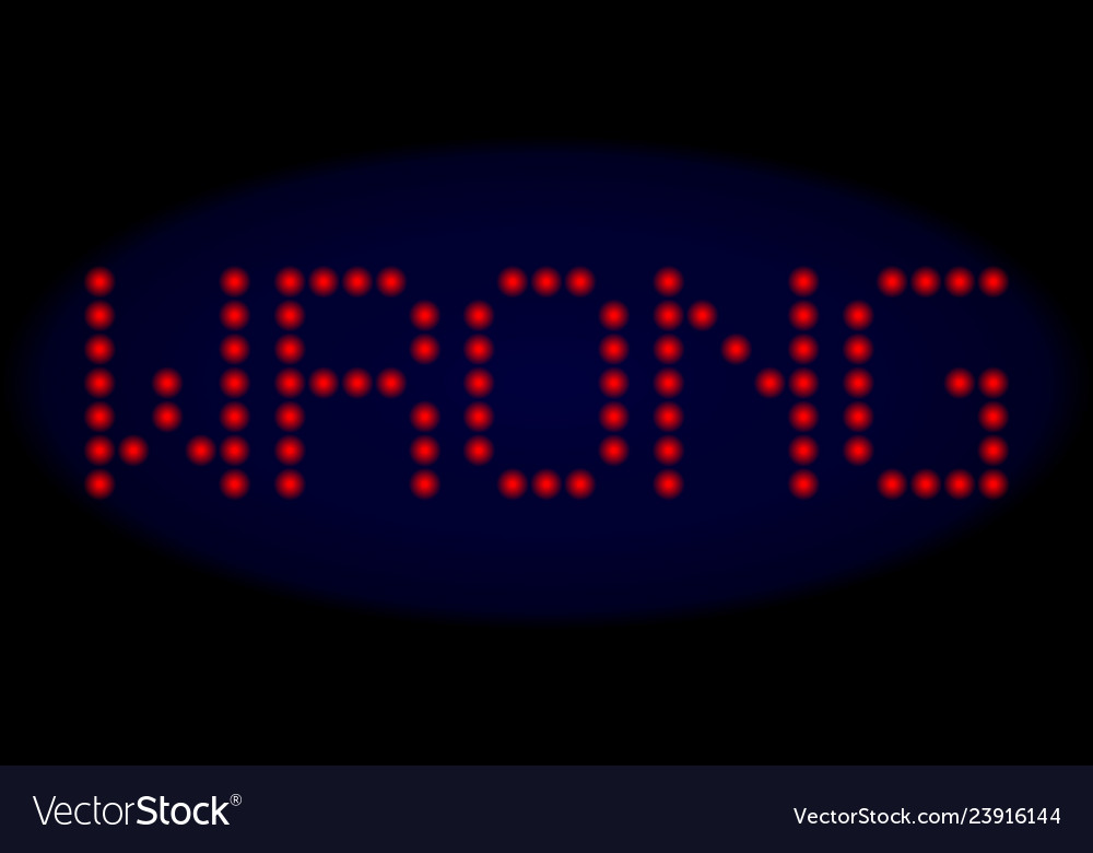 Wrong led style text with glowing dots vector image Wrong led style text with glowing dots