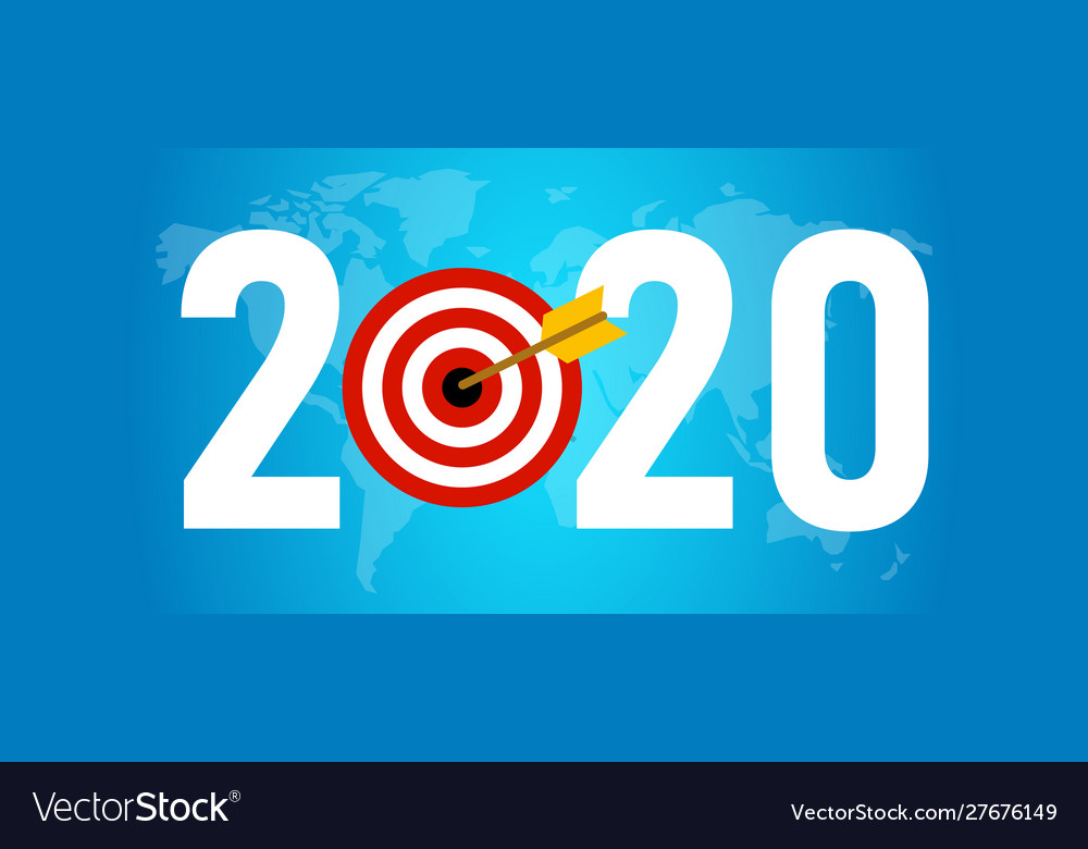 2020 Ziel neue Auflösung symbolisiert mit dart