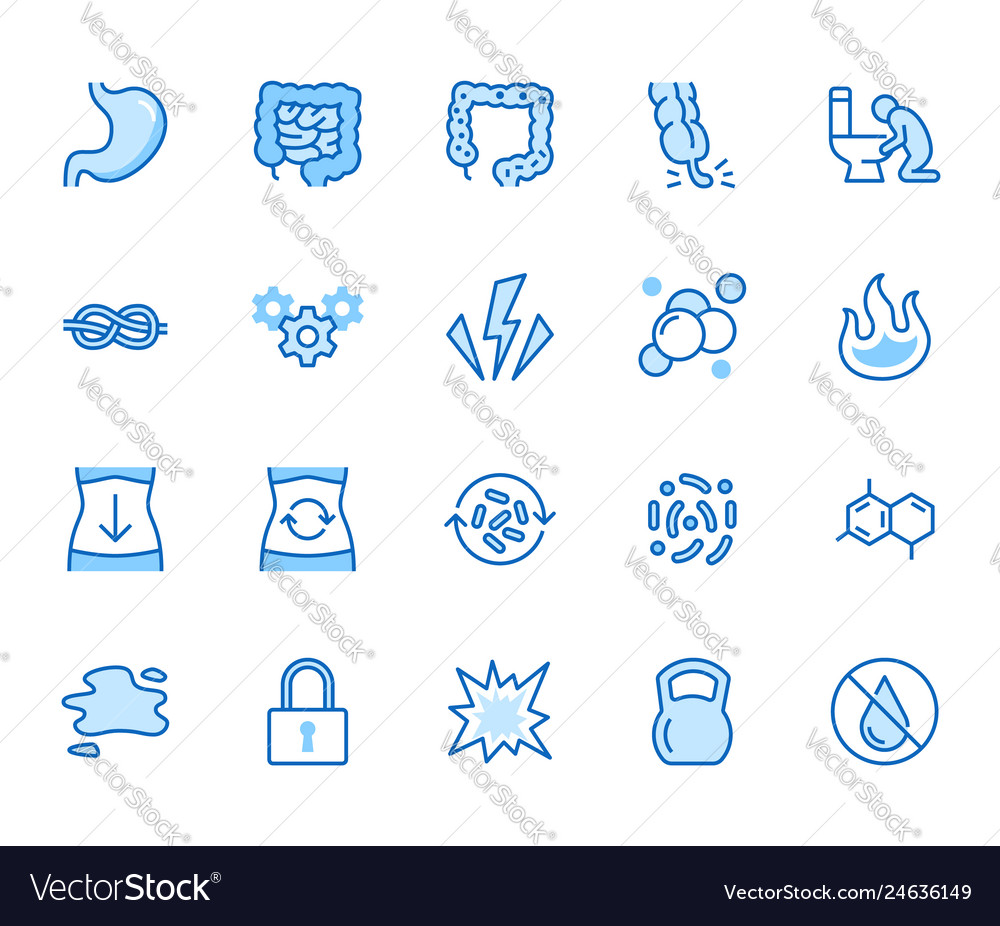 Abdominal Health Flat Line Icons