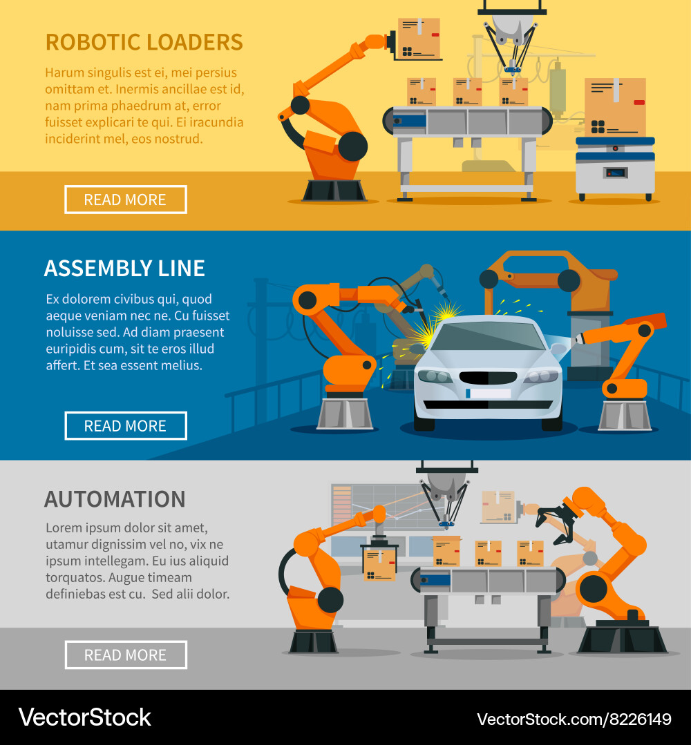 Automation Banners Set Royalty Free Vector Image