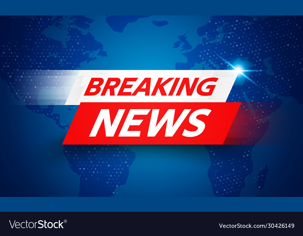 Breaking news live banner on glowing world map Vector Image