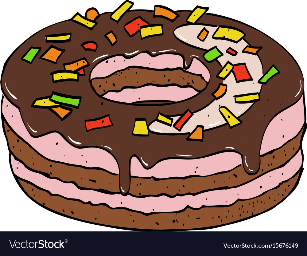 Cartoon image of doughnut Royalty Free Vector Image