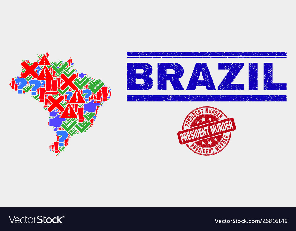 Composition brazil map symbol mosaic and grunge