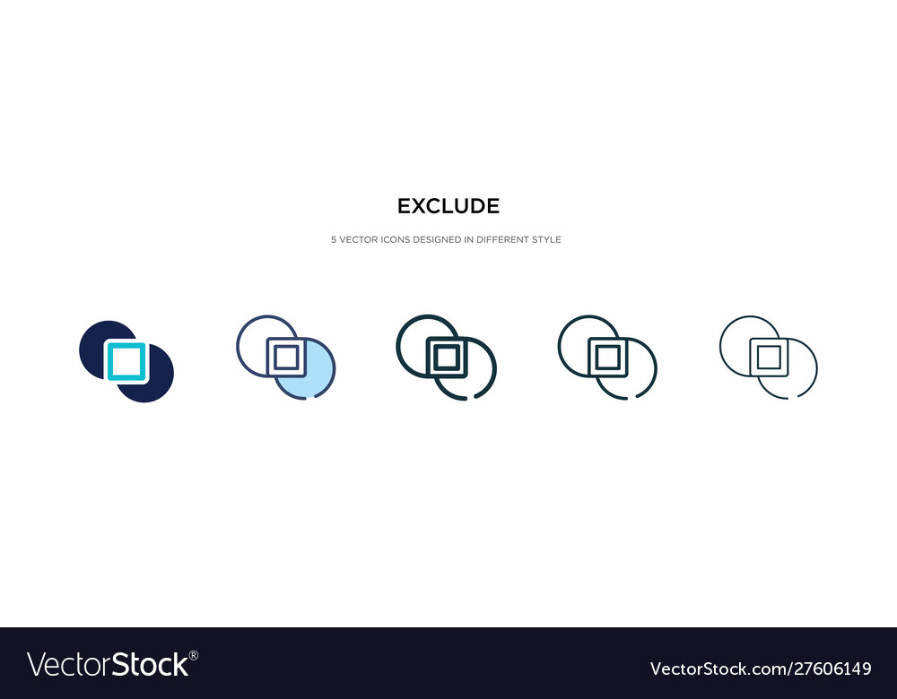 Exclude icon in different style two colored vector image Exclude icon in different style two colored