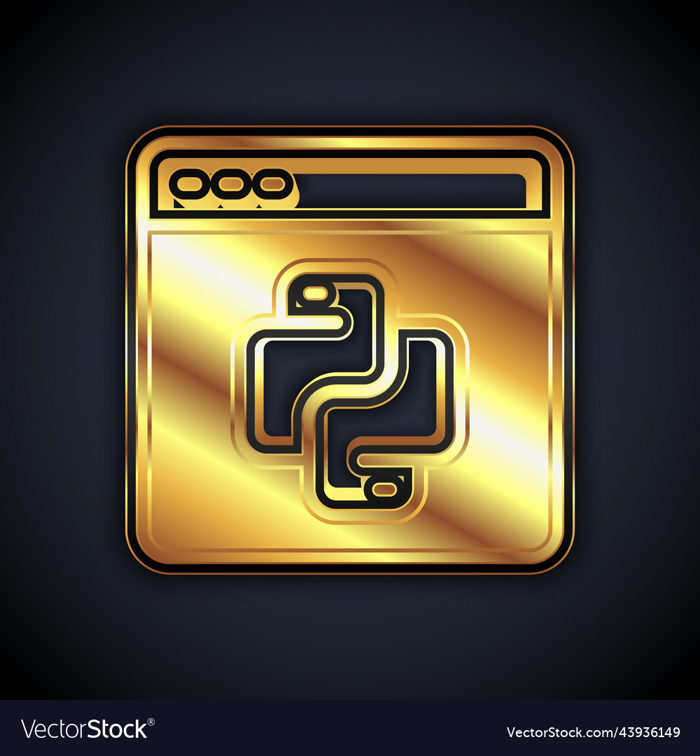 Gold Python Programmiersprache Symbol isoliert vector image Gold Python Programmiersprache Symbol isoliert