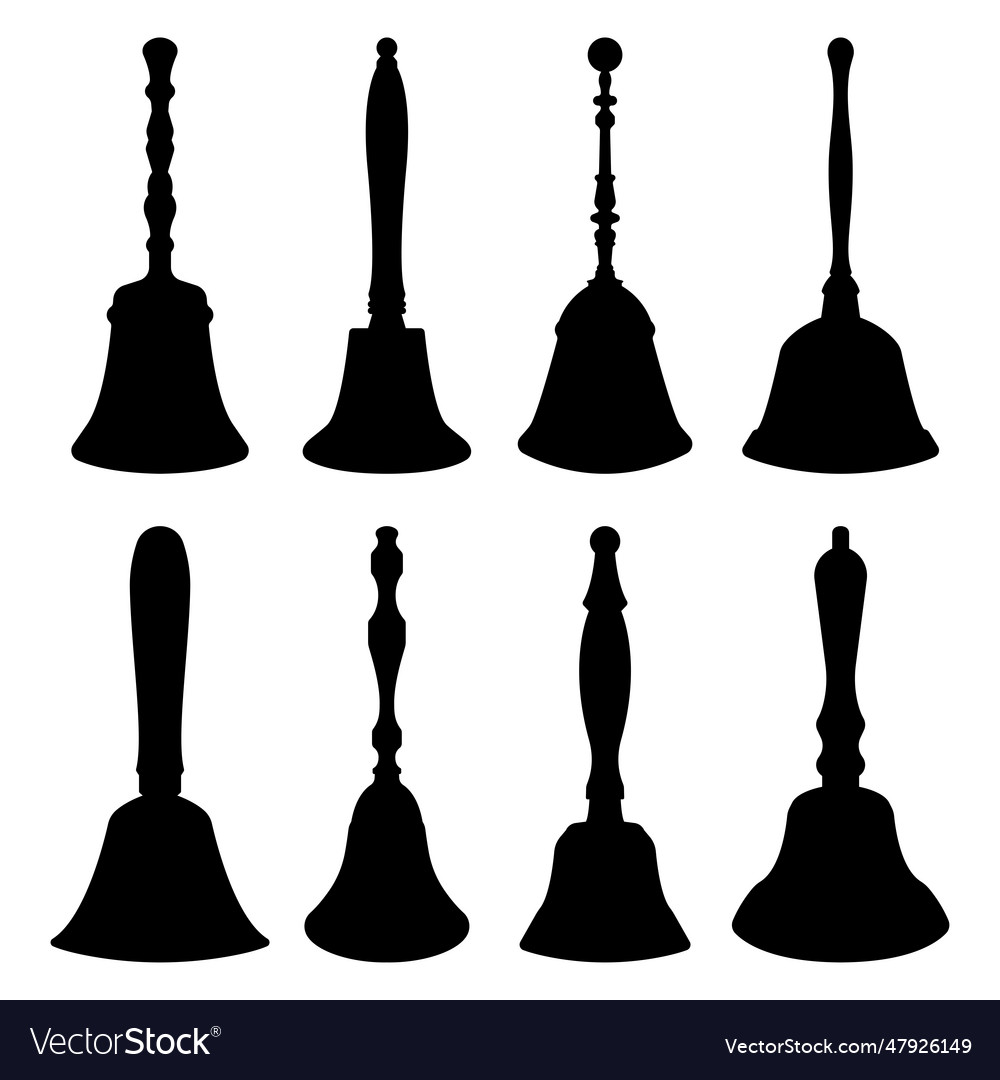 Handbell silhouette objects stencil templates Vector Image
