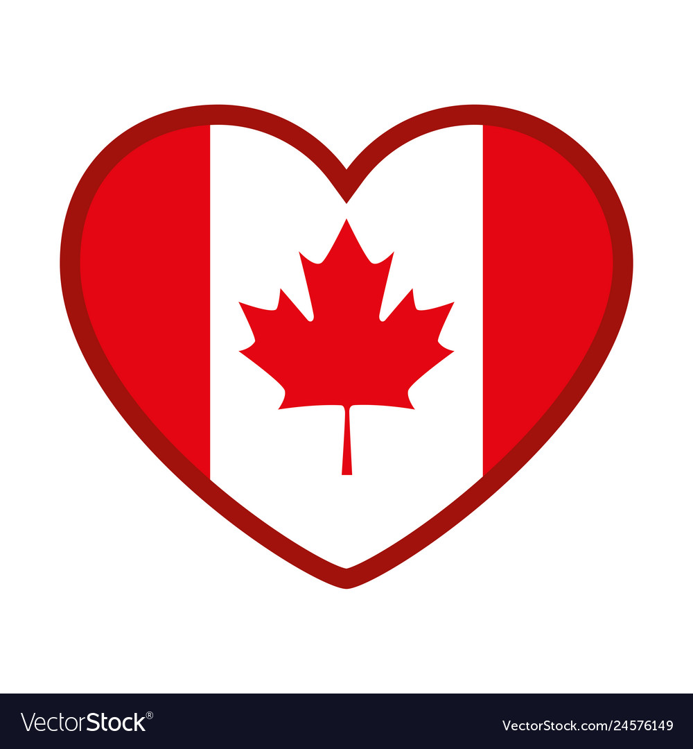 Heart canadian flag emblem Royalty Free Vector Image