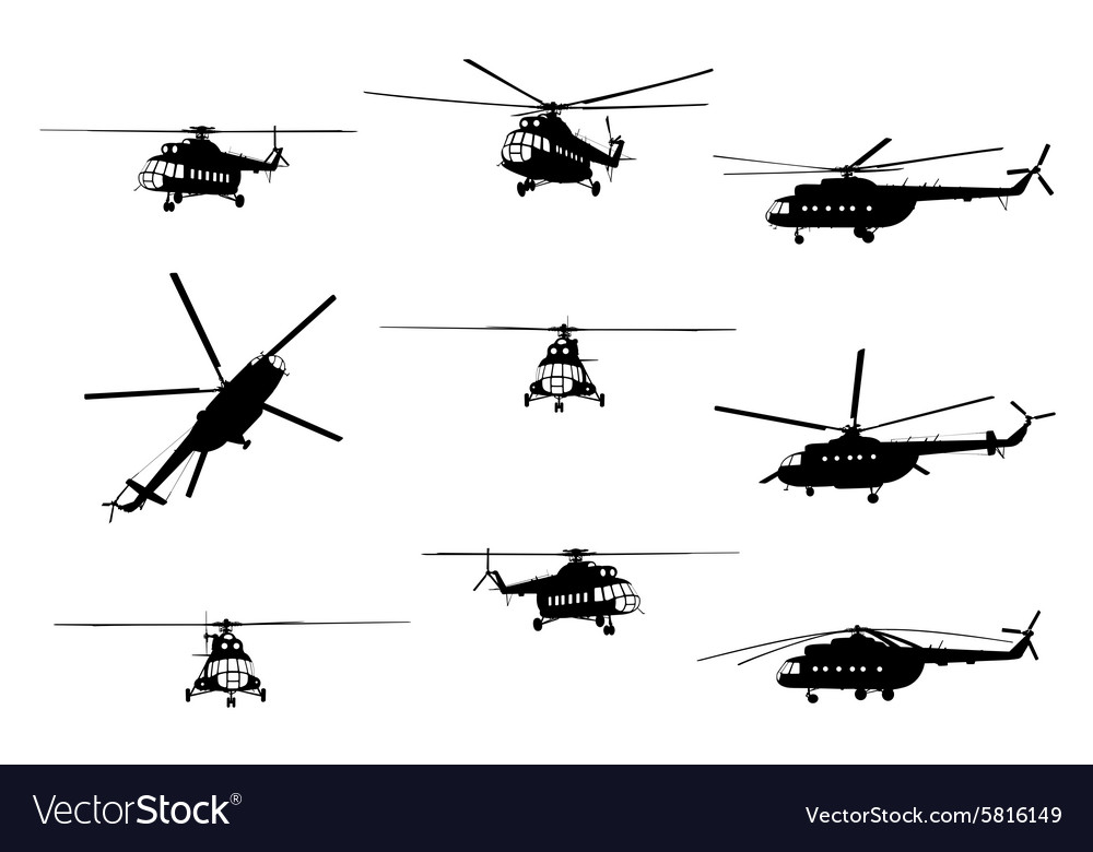 Helicopter Silhouettes Set