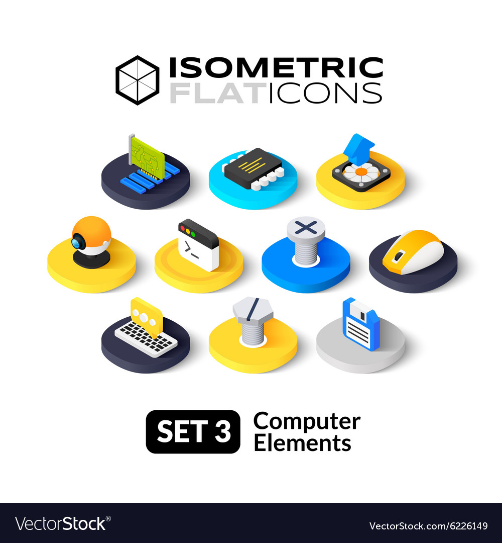 Isometric flat icons set 3