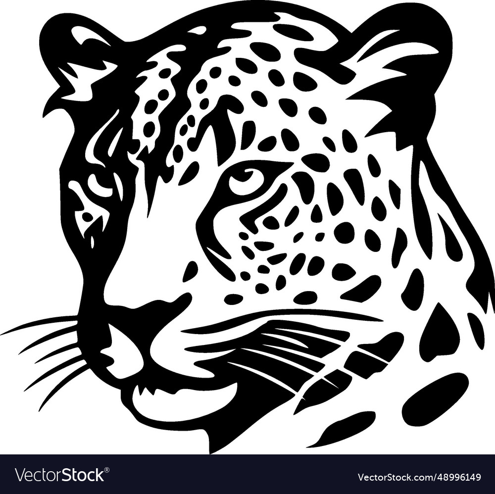 Leopard - black and white isolated icon vector image Leopard - black and white isolated icon