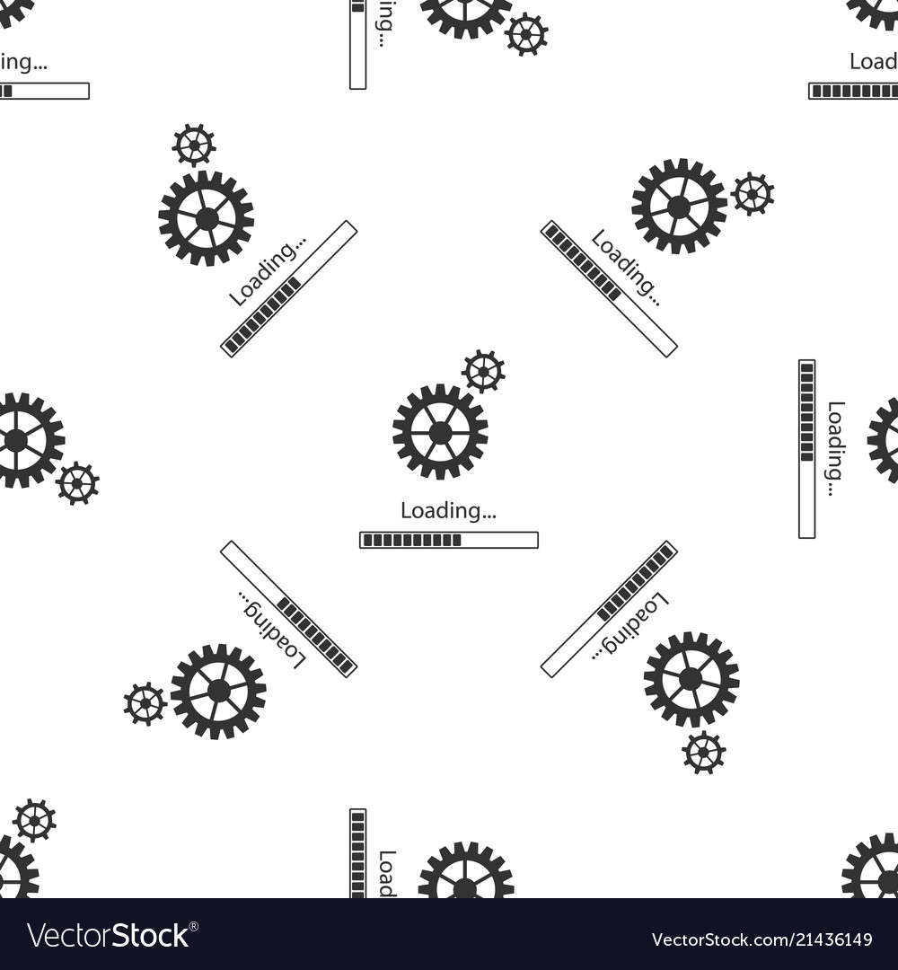 Loading and gear icon seamless pattern vector image Loading and gear icon seamless pattern