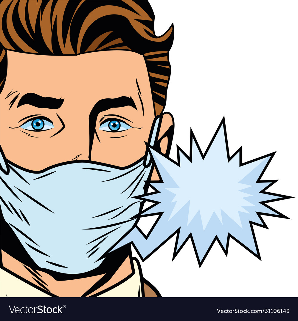 Man using face mask for covid19 with speech bubble Vector Image Man using face mask for covid19 with speech bubble