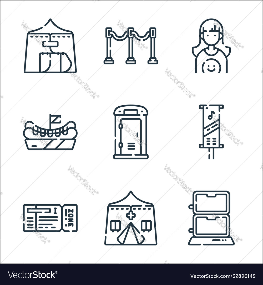 Music festival line icons linear set quality line Vector Image