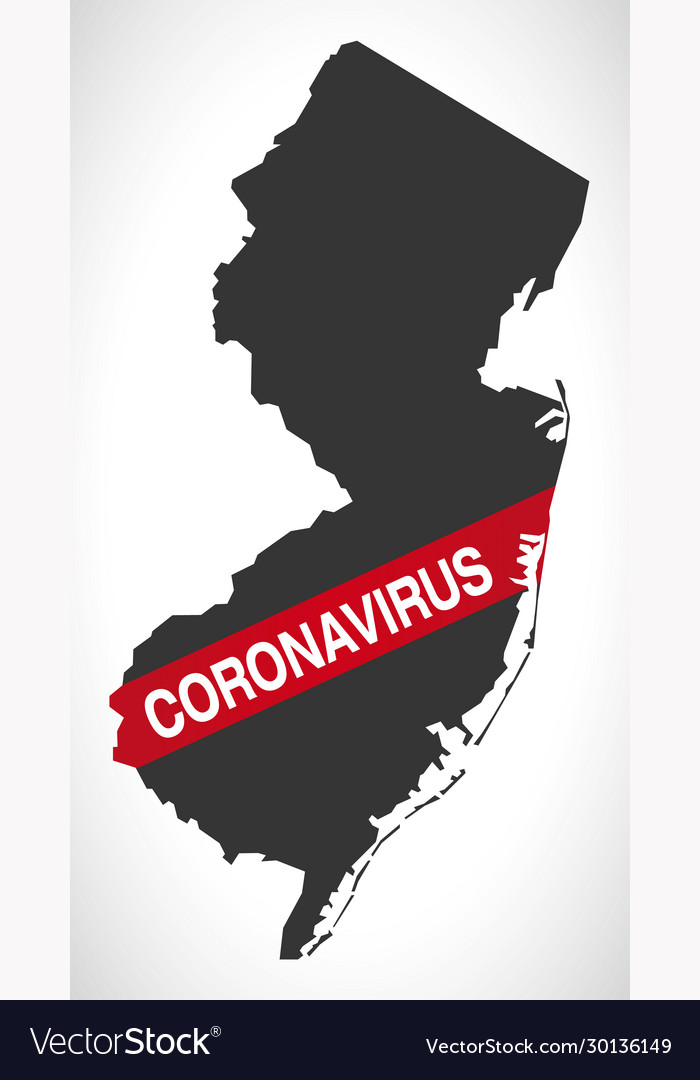 New jersey usa federal state map with coronavirus