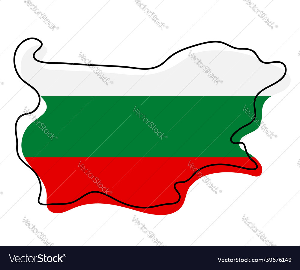 Stylized outline map of bulgaria with national Vector Image