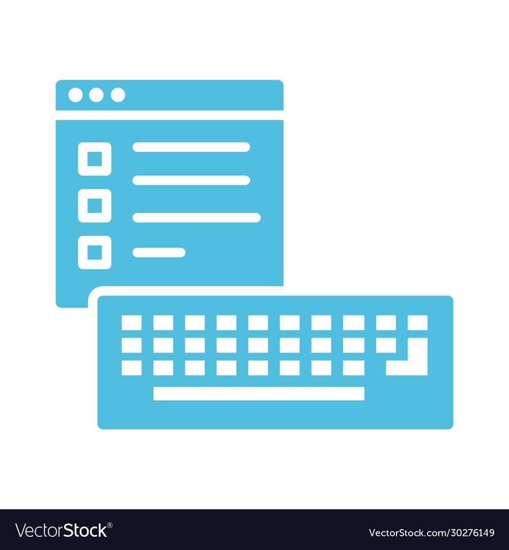 Template webpage with keyboard silhouette style vector image Template webpage with keyboard silhouette style