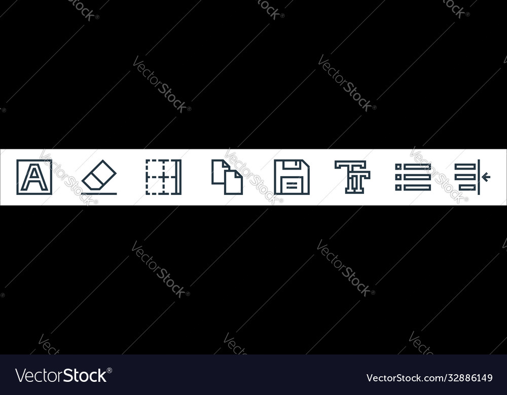 Text editor line icons linear set quality vector image Text editor line icons linear set quality