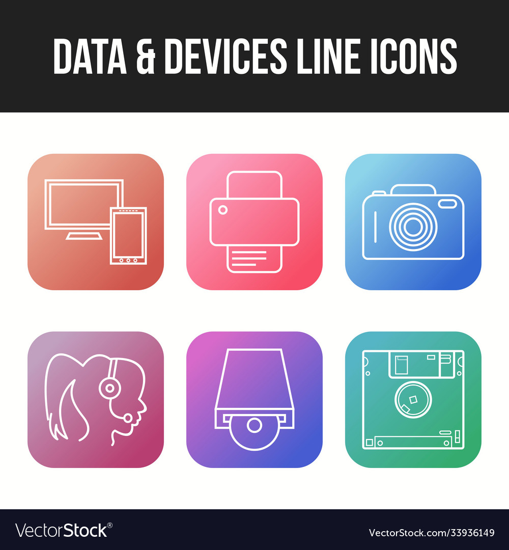 Unique line icon set data and devices