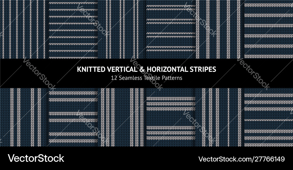 Winter knitted pattern background set Royalty Free Vector