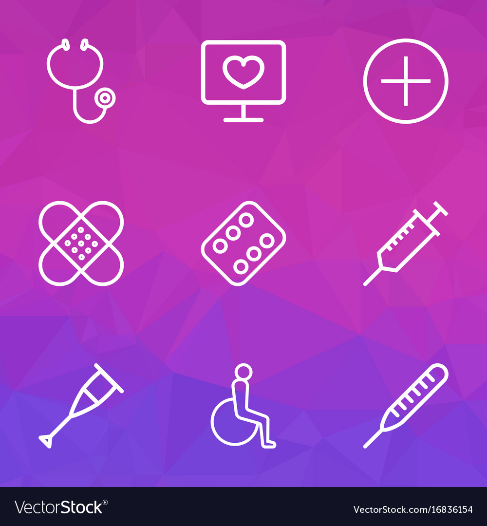 Antibiotic outline icons set collection of hear