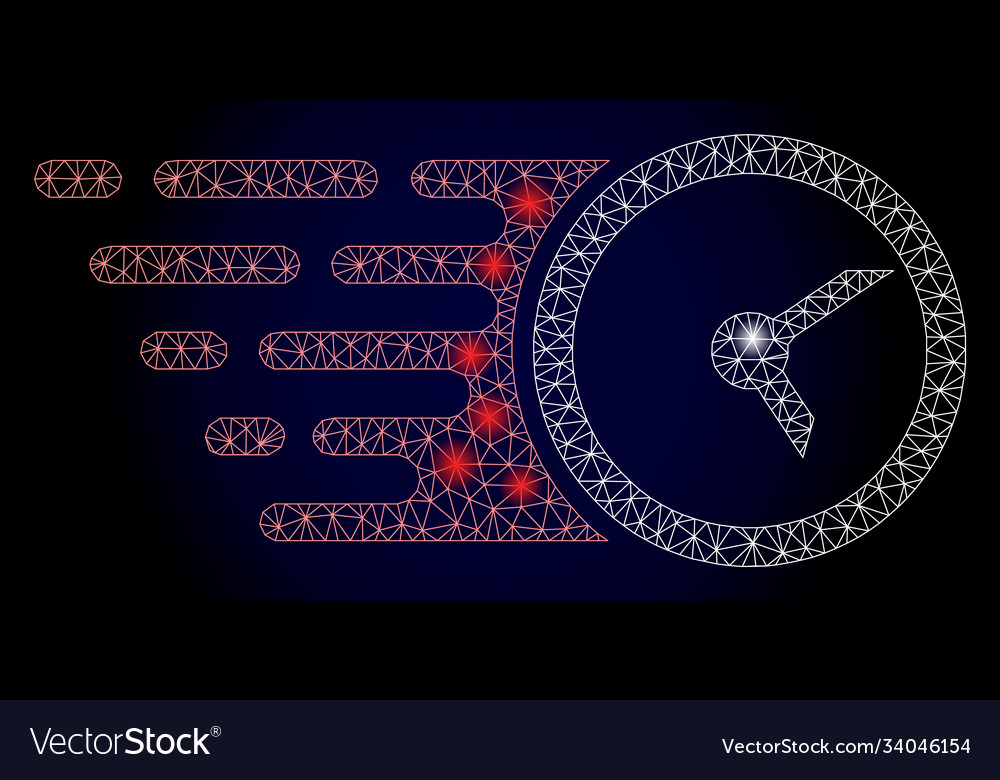 Bright web net clock with lightspots vector image Bright web net clock with lightspots