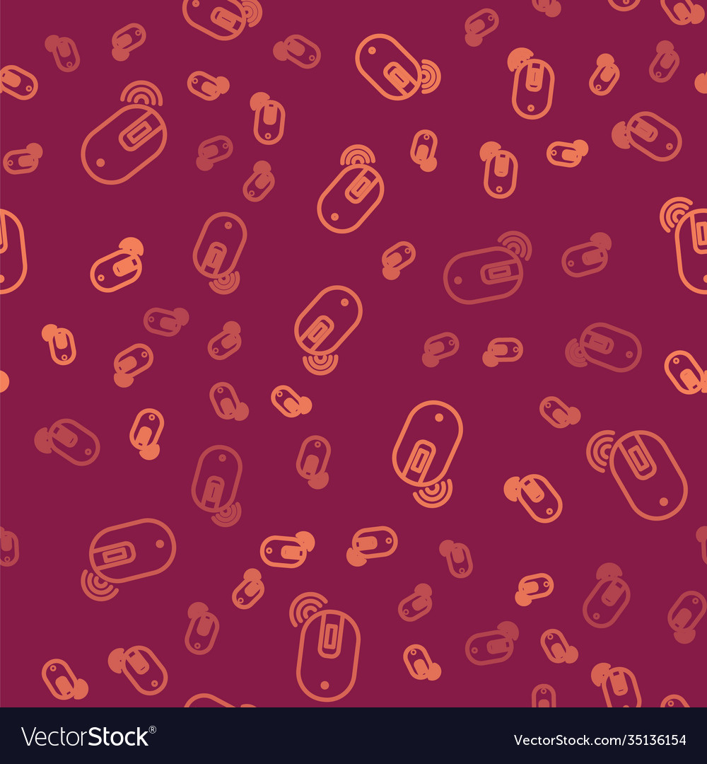 Brown line wireless computer mouse icon isolated vector image Brown line wireless computer mouse icon isolated