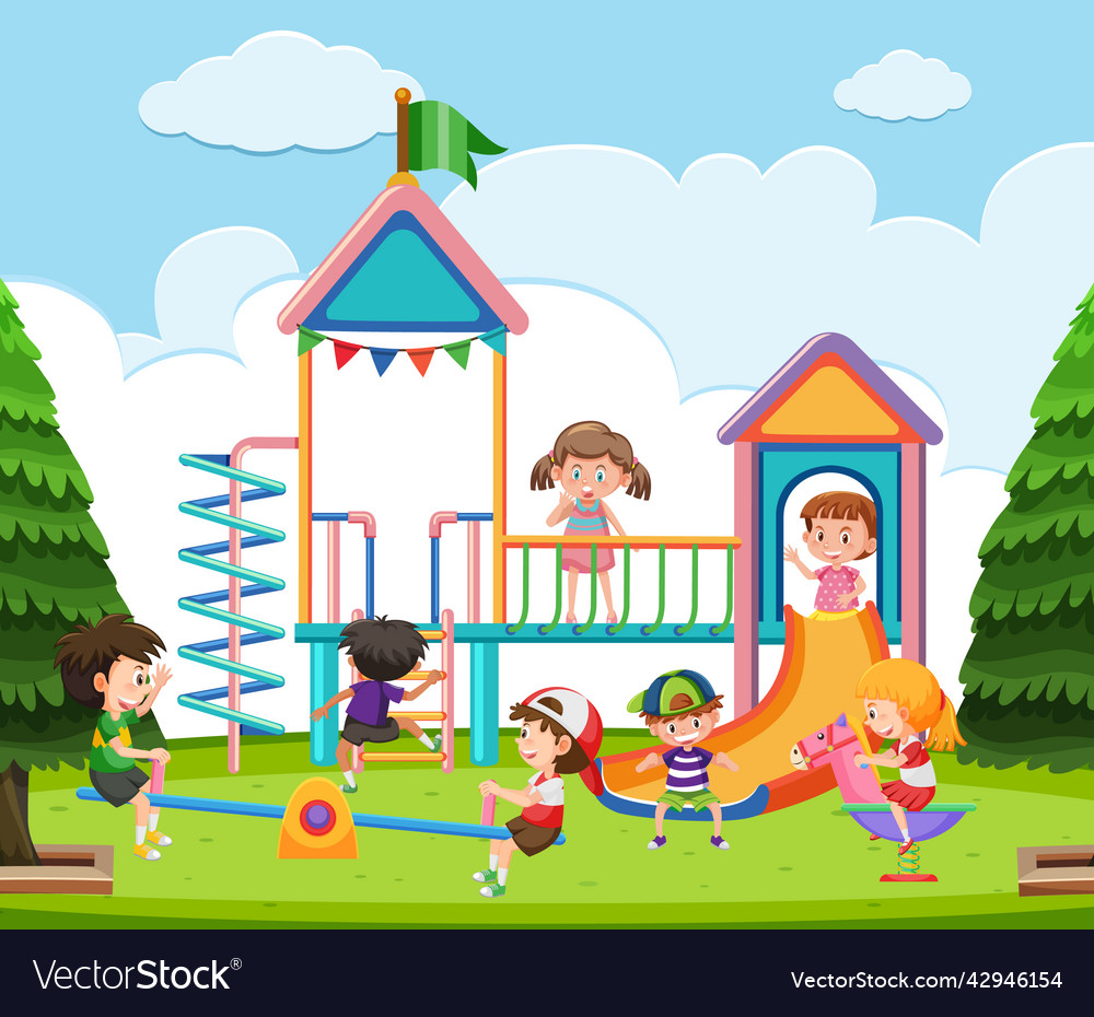 Children playing at playground Royalty Free Vector Image