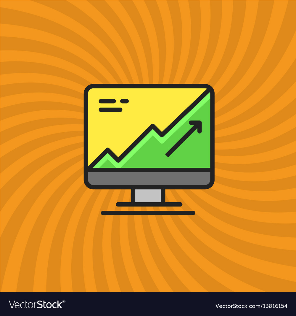 Computer statistics increase icon simple line