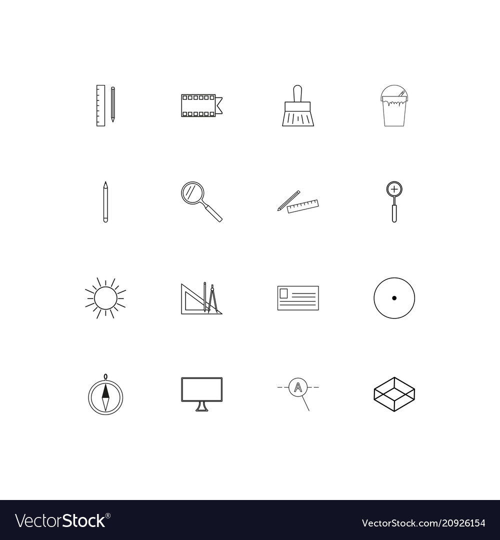 Creative process and design linear thin icons set