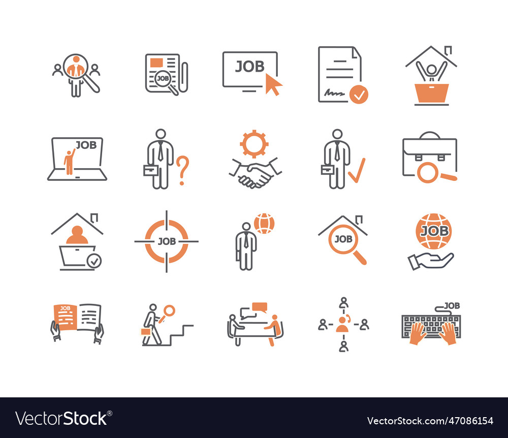 Beschäftigung lineare Icons gesetzt vector image Beschäftigung lineare Icons gesetzt