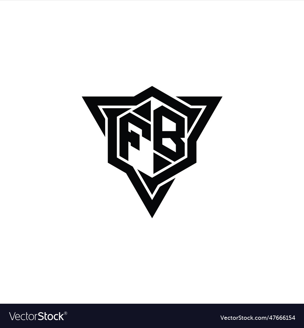 Fb logo monogram hexagon shape with triangle