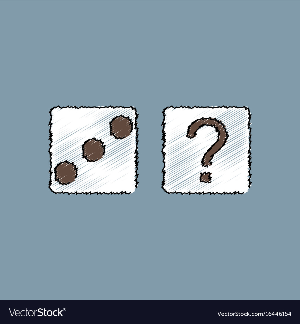 Flat shading style icon dice and question mark