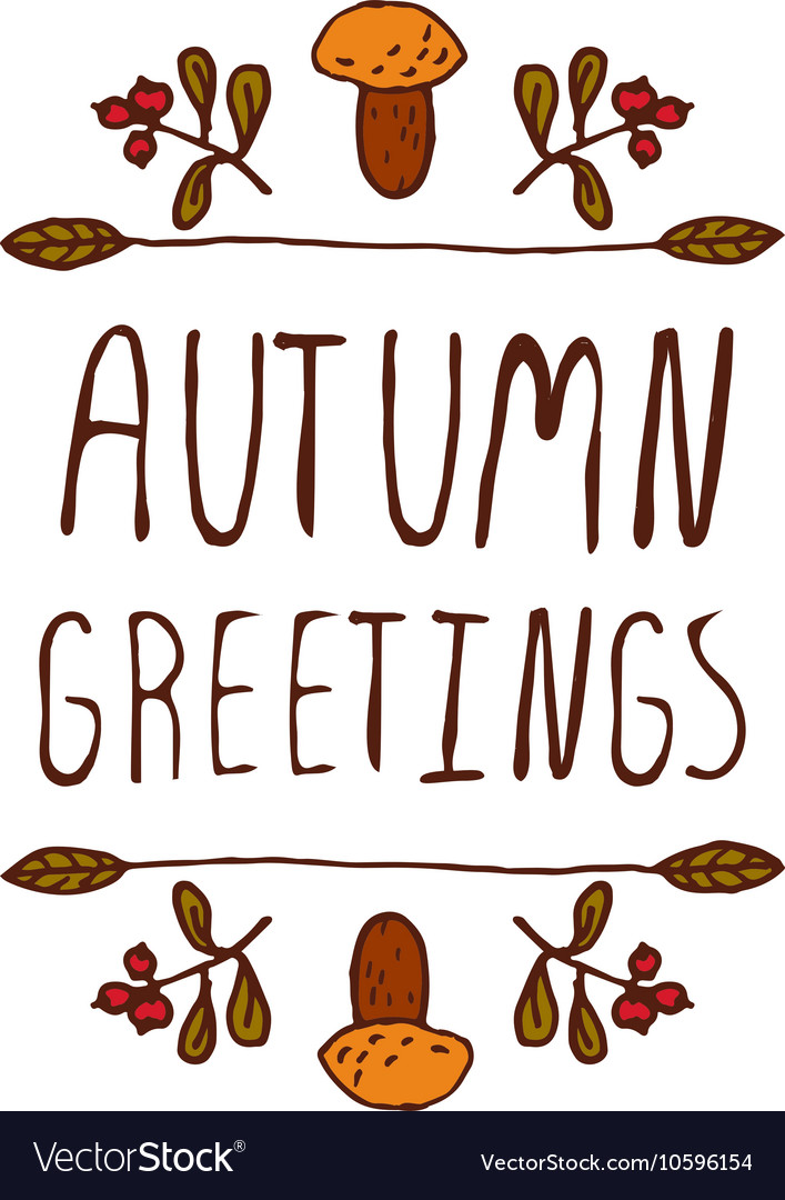 Handdrawn autumn element with text