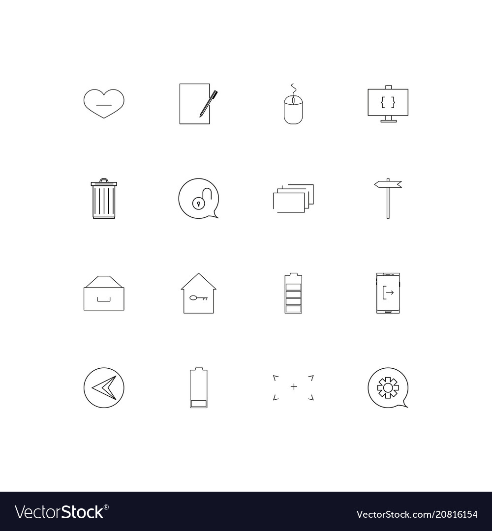 Interface linear thin icons set outlined simple
