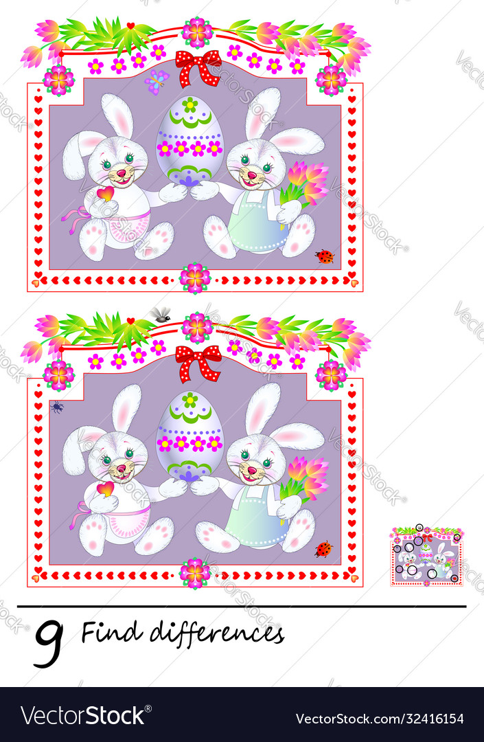Logic puzzle game for children need to find 9