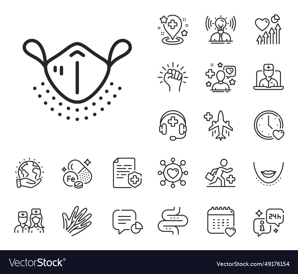 Medizinische Maske Linie Icon Sicherheit Atmung vector image Medizinische Maske Linie Icon Sicherheit Atmung