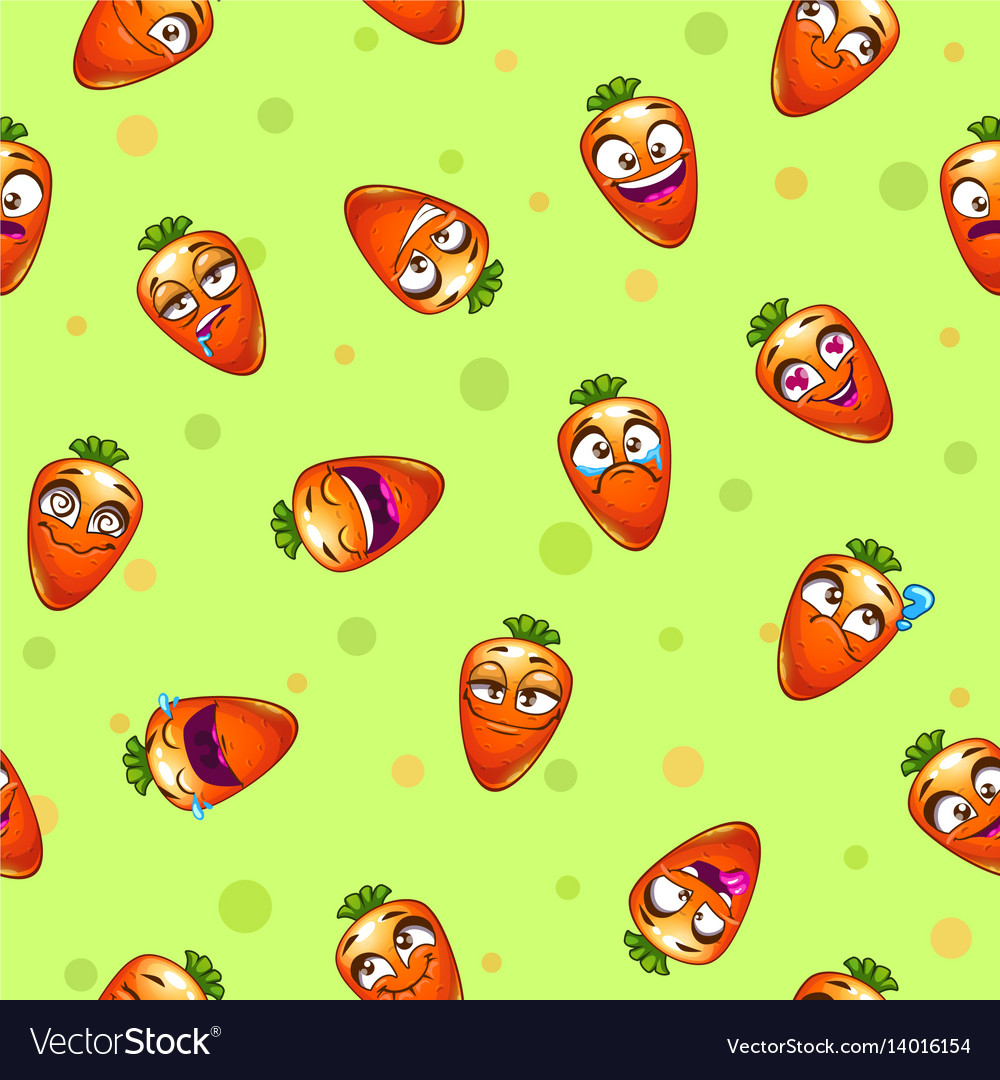 Seamless pattern with funny cartoon carrot