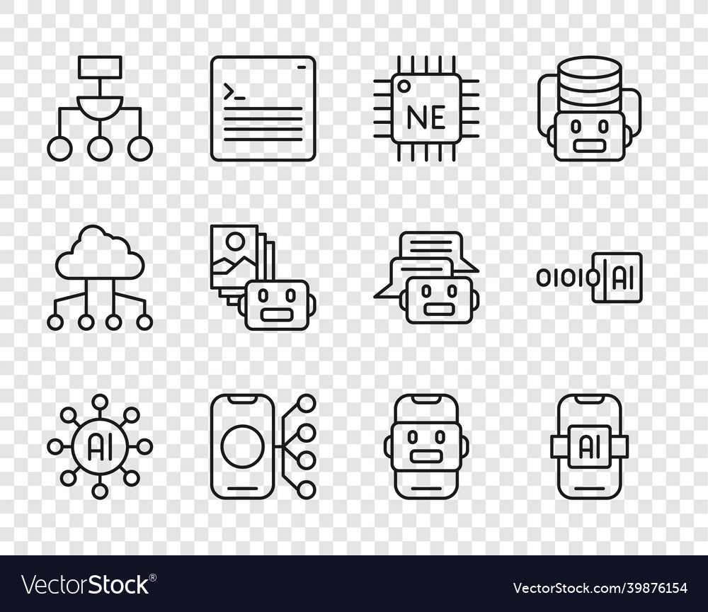 Set line neural network artificial intelligence vector image Set line neural network artificial intelligence
