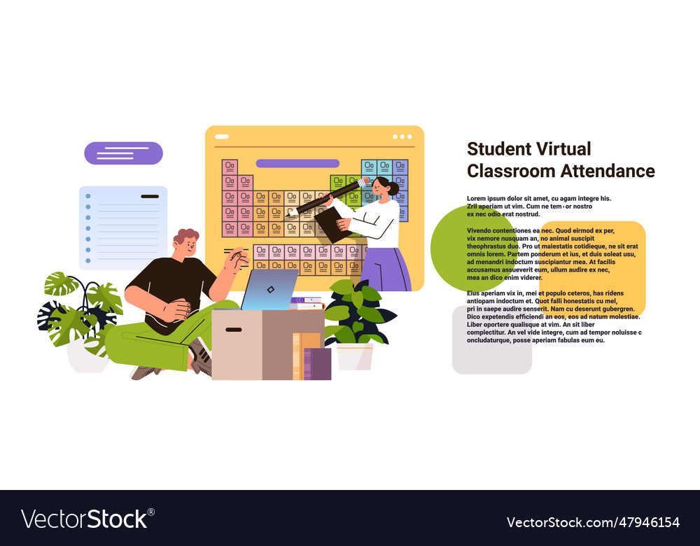 Students in virtual classroom using smart Vector Image Students in virtual classroom using smart