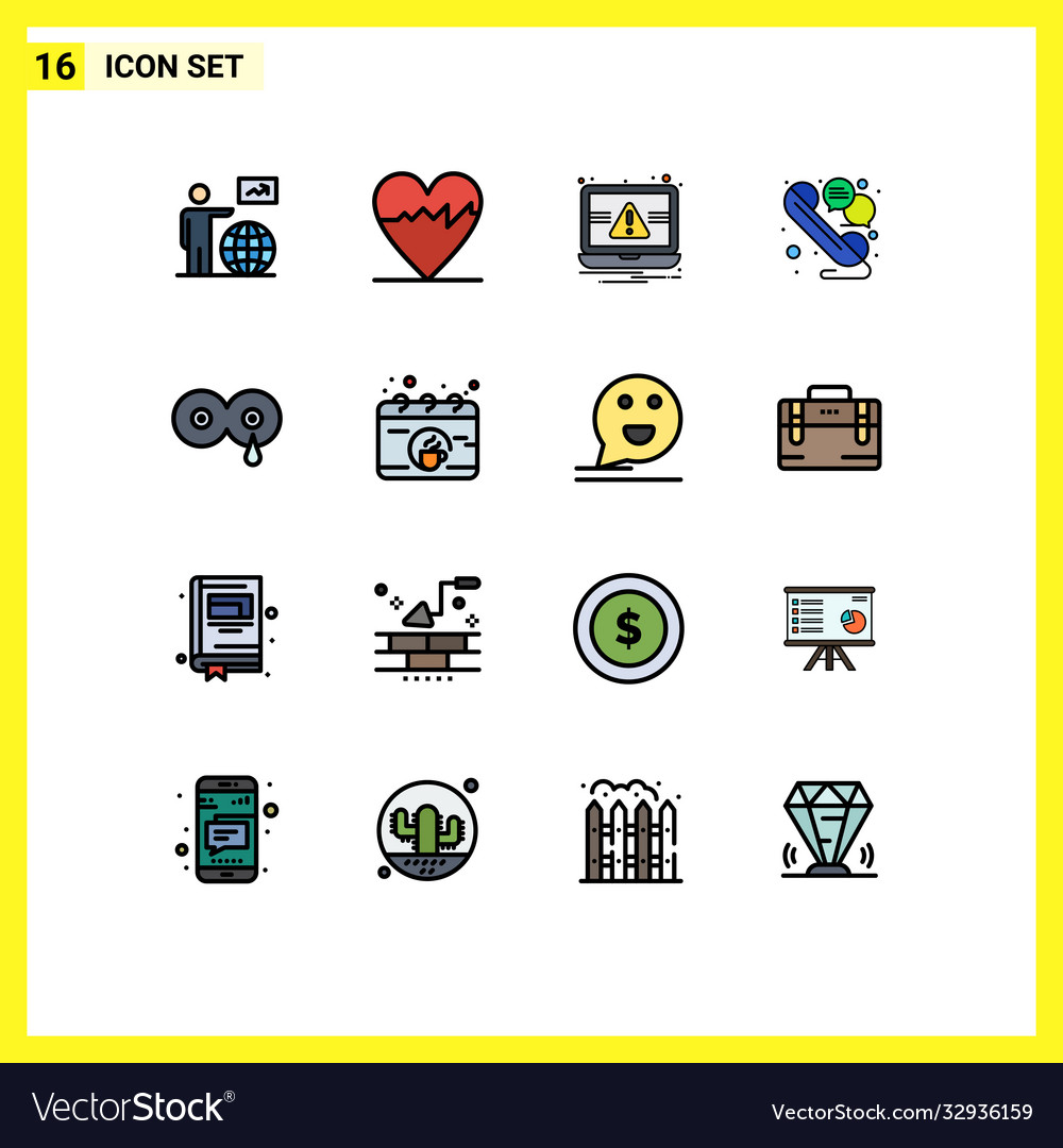 16 user interface flat color filled line pack
