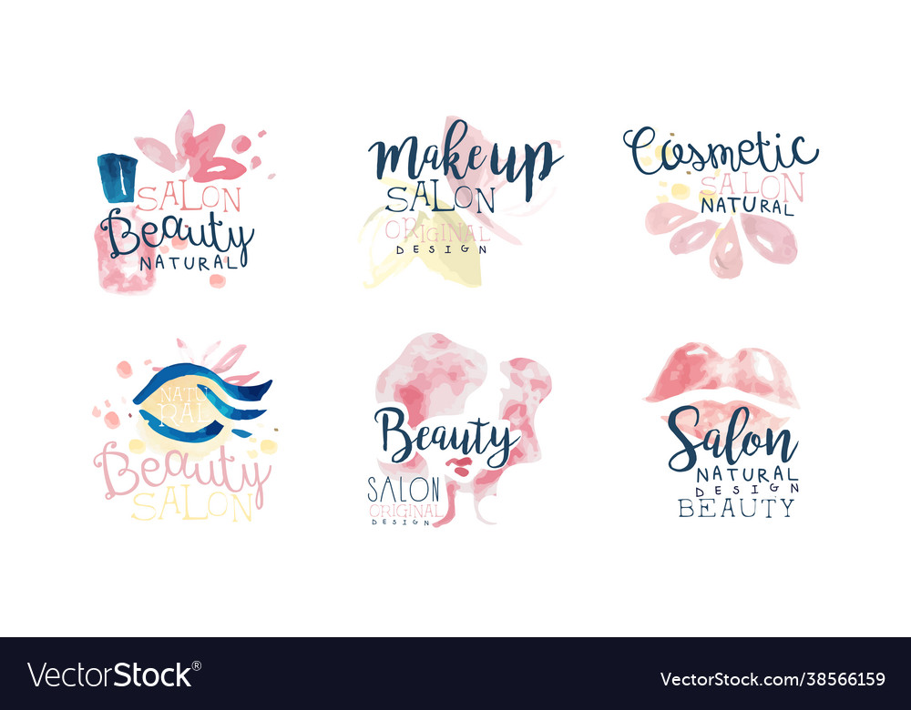 Beauty salon or parlor watercolor logo Royalty Free Vector