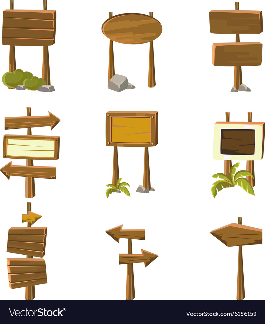 Cartoon Wood Banners Royalty Free Vector Image