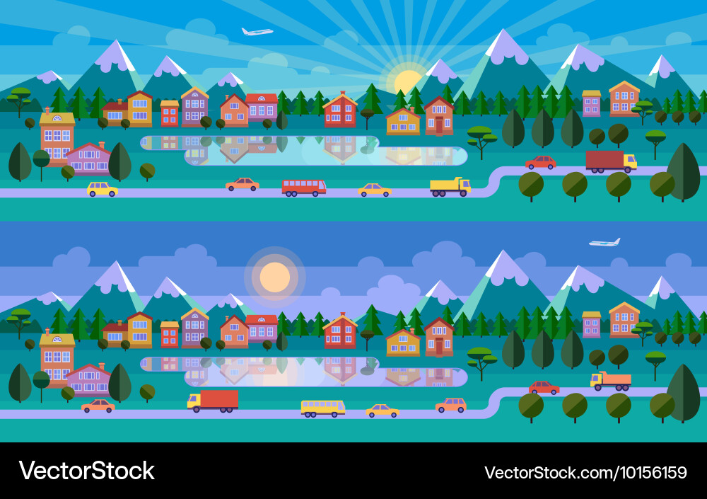 Flat landscape Royalty Free Vector Image - VectorStock