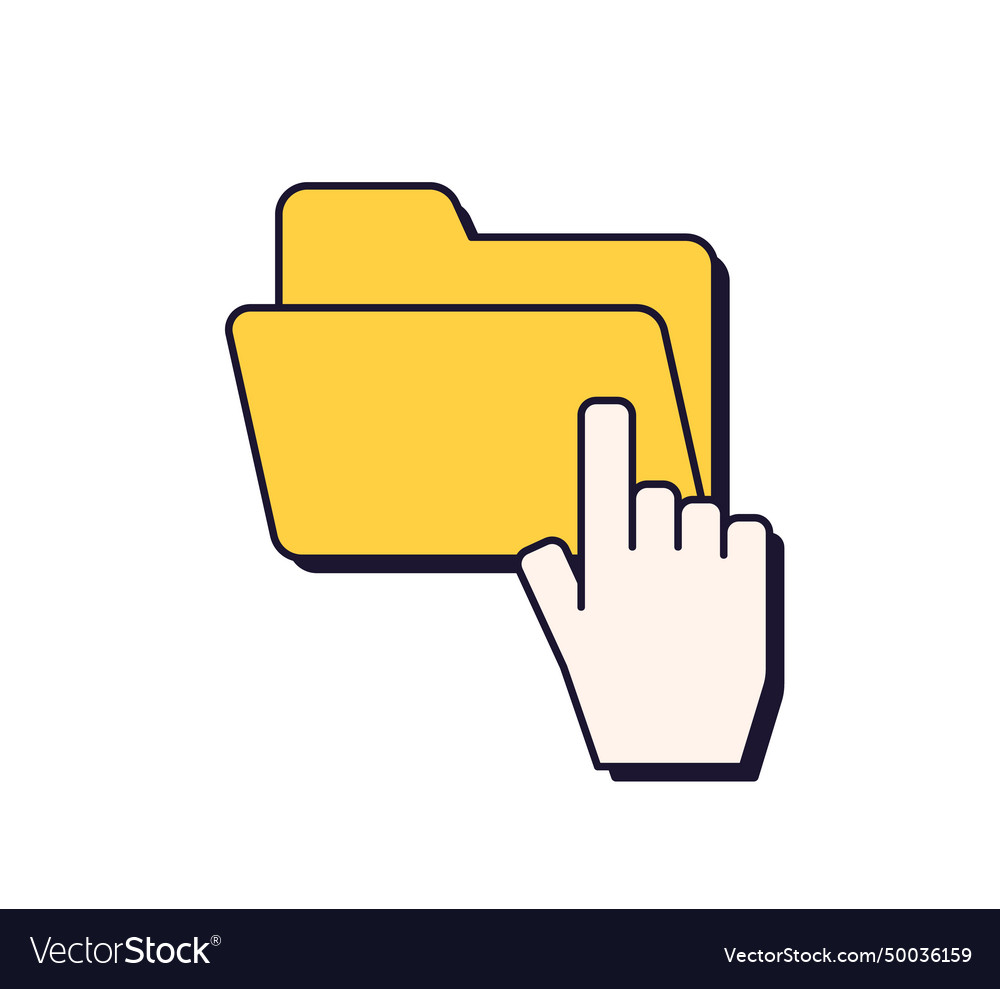 Hand pointer opening computer folder empty file