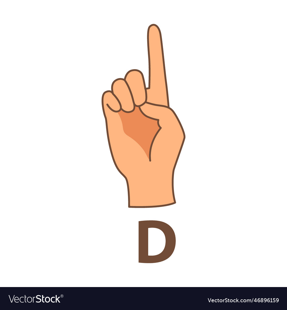 Hand showing letter d sign language alphabet Vector Image