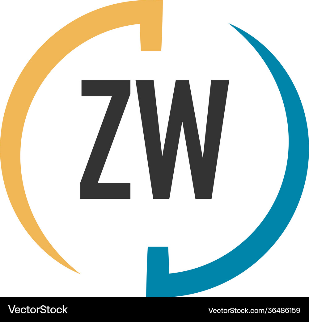 Initial letter zw swoosh design logo concept Vector Image