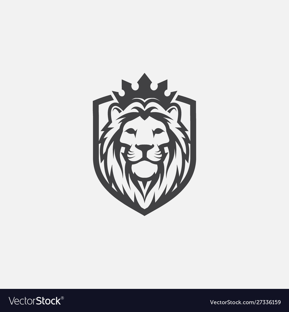 Lion shield logo icon head logo Royalty Free Vector Image