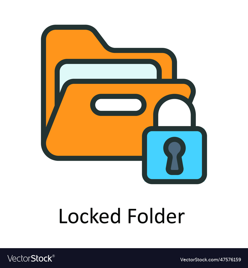 Locked folder fill outline icon design ill